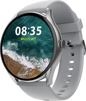 beatXP with 1.43 Round AMOLED & 1000 Nits Bright Display, BT Calling, IP68 Smartwatch(Ice Silver Strap, Free Size)