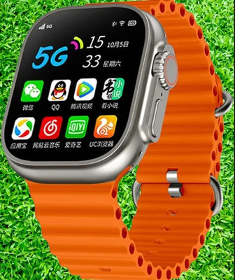 RKLS T900 ultra Full screen Smart Watch Series 8 For Men & Women 5G Network Sim Card Smartwatch(Orange Strap, Free Size)