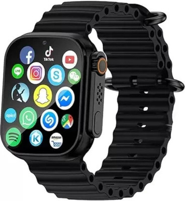jinzs T800 Ultra Smart Watch with Full Screen Touch Display Bluetooth Calling Smartwatch(black Strap, Free Size)