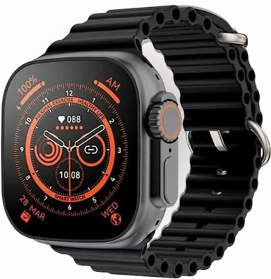 KadWaniya T800 Ultra Smart Watch With Wireless Charging Smartwatch(Black Strap, Regular)