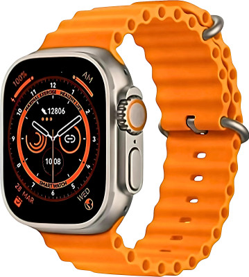 Techio Bluetooth calling,Notification support,Music play,Camera control,Sports feature Smartwatch(Orange Strap, 1.99)