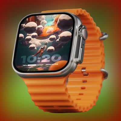 KadWaniya T800 Ultra Smart Watch With Wireless Charging Smartwatch(Orange Strap, 49MM)