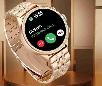 MELZRON GEN9 Ladies Rose Gold Smartwatch HD AMOLED Display Touchscreen Calling_28 Smartwatch(Golden Strap, Freesize)