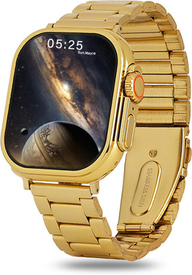 PunnkFunnk S9 Ultra Smartwatch: Health Monitoring, Sports Modes, Music Playback, and Calls Smartwatch(Gold, Orange Strap, Free Size)