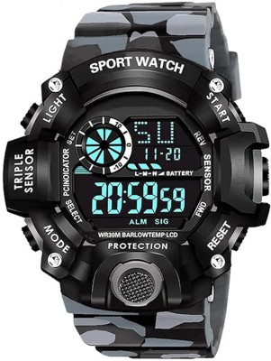 RHYLOZ Digital Sports Watch Shockproof Automatic Army Strap Waterproof Watch for Men Smartwatch(Black Strap, Men)