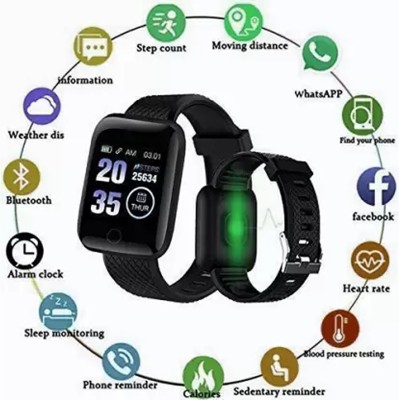 GUGGU AAQ_114D_ID116 Smart band compatiable with all Smartphones Smartwatch(Black Strap, Free Size)