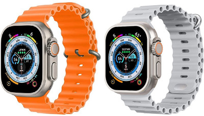 VEKIN Combo T800 Ultra Biggest Display Smart Watch with Bt Calling Wireless Charge Smartwatch(Grey Strap, Free Size)