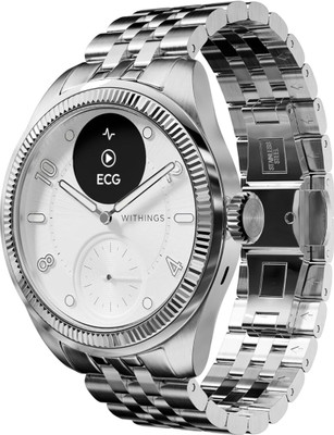 Withings Scanwatch Nova Brilliant Heart Health Monitor,ECG,SPO2,30 Day Battery Hybrid Smartwatch(Silver Strap, Free Size)