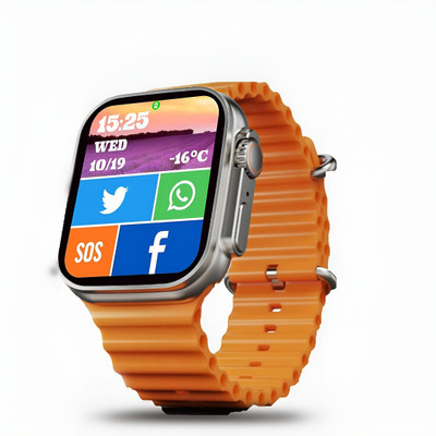 PARADISEECOM T800 Bluetooth Calling Touch Watch with IP67 Waterproof Music Play Smartwatch(Orange Strap, Free Size)