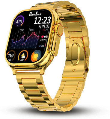 PunnkFunnk S9 Ultra 24K Golden with Extra Strap Bluetooth calling, Health, Sport, Fashion Smartwatch(Gold Strap, 2 Inch Large Sunlight Proof Display)