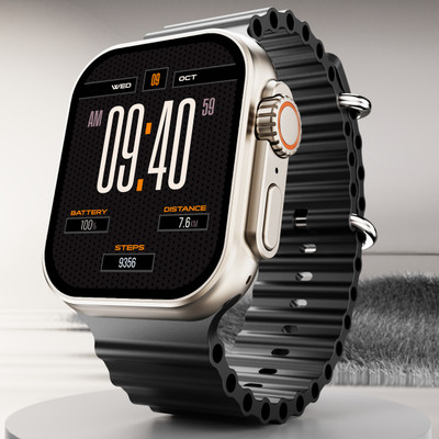 boAt Pro 1.96'' AMOLED Display,BT Calling,Functional Crown, Coins Smartwatch(Jet Black Strap, Free Size)