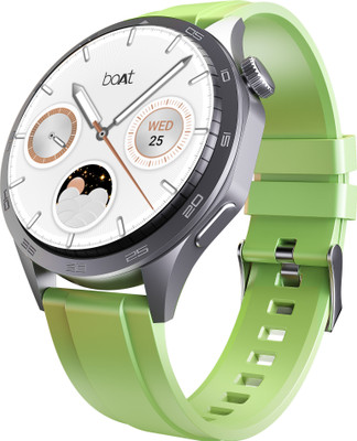 boAt Enigma Radiant Men Luxury watch w/ Functional Crown,1.43''(3.63 cm)AMOLED Screen Smartwatch(Olive Green Strap, Free Size)