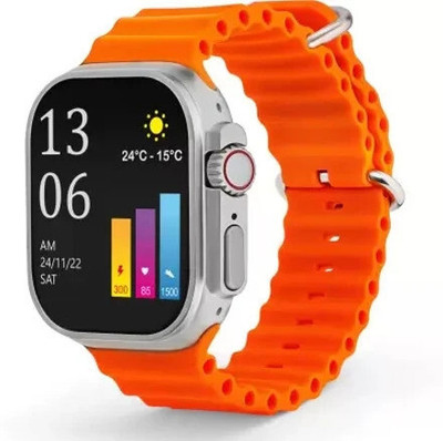 Jhs T800 S8 Ultra Watch Bluetooth Call Fitness Bracelet Magnetic Charging Smartwatch Smartwatch(Orange Strap, Free Size)
