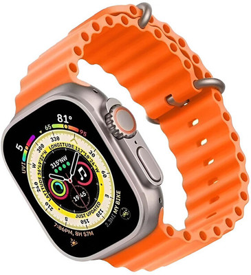 RECTITUDE Best Selling T800 Smart Watch 1.9” Display, Bluetooth Calling HD Smart Watch Smartwatch(Orange Strap, Free Size)