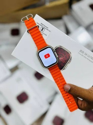 RLS Android Smart Watch Men 4G Network BT Call GPS X8 Ultra S8 Smart S9 Smartwatch(Orange Strap, Free Size)