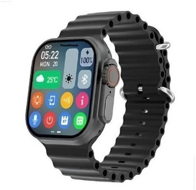 Techio Ultra Series 8 with AI assistant, Bluetooth Calling and fitness Smartwatch(Black Strap, Free Size)