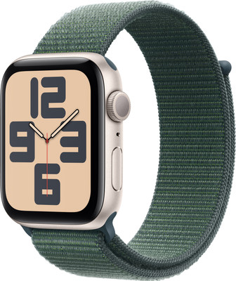 Apple Watch SE 2 GPS 44mm (2nd Gen) Starlight Aluminium with Lake Green Sport Loop(Lake Green Strap, Free Size)