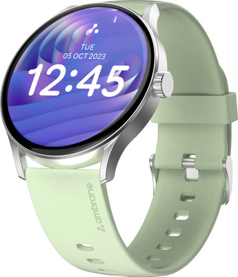 Ambrane Marble 1.43″ AMOLED Always-On Display With BT Calling, 1000 Nits, Working Crown Smartwatch  (Green Alpine Strap, Regular) For Rs. 1499 @ 75 %