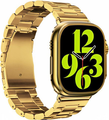 kaku S9 Ultra Gold BT Calling Watch with Rotating Crown, Wireless Charge, 49MM Displa Smartwatch(Gold Strap, Standard Size)