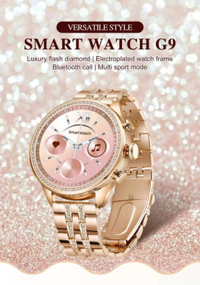 ZARRY Generation 9 Bluetooth Calling Ladies Watch Health Monitoring Notifier Round_05 Smartwatch(Golden Strap, Freesize)