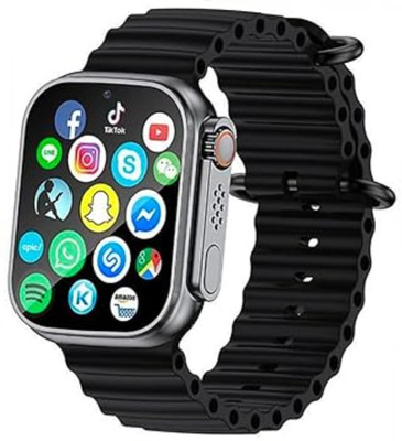 GMS T800 Ultra Biggest Display with Bluetooth Calling Wireless Magnetic Charger Smartwatch(Black Strap, Free)