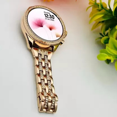 SUSTAINIX Gen 9 Women's Smartwatch: Next-Gen Fitness, Health & Music Companion Smartwatch(Pink, Golden Strap, Free)