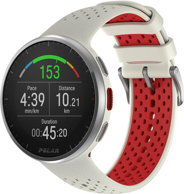 Polar Pacer Pro-Advanced GPS Sports Watch (White-Red) Smartwatch(White-Red Strap, Free Size)
