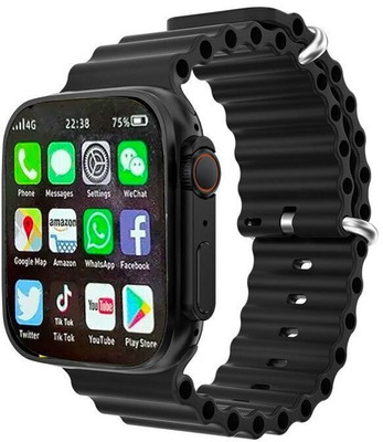 TechElectro T800 Ultra 8 Watch With pods Bluetooth Call Fitness Bracelet Magnetic Charging Smartwatch(Black Strap, Free Size)
