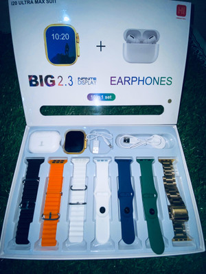 Ventettytraders I20 AMAZING BOOM COMBO Touch Watch Golden with 6 Strap Extra and 1 TWS Smartwatch(Multicolor Strap, Free Size)