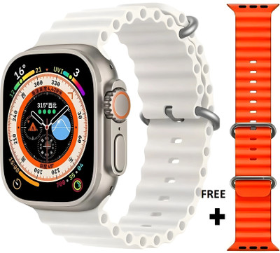wipix T800 Ultra COMBO Smart Watch with Bluetooth Calling, wireless charging pad games Smartwatch(Orange, SLIVER Strap, Free Size)