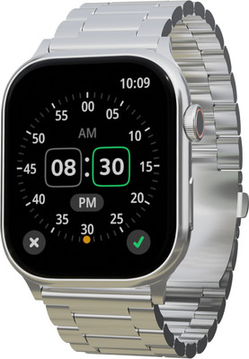 PA Maxima Max Pro Coral Plus 1.96''Ultra HD Display, BT Calling, Active Crown, Metal Body Smartwatch(Silver with Silver SS Chain Strap, Free Size)