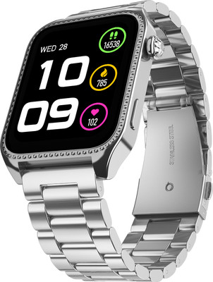 Fire-Boltt Xelor Luxury Stainless Steel, 45.2mm (1.78) AMOLED, 368*448 px Diamond Studded Smartwatch(Silver Strap, Free Size)