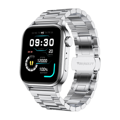 Fire-Boltt Rise Luxe 2026 Stainless Steel, 47mm (1.85) Display, Pro Games, 120+ Sports Smartwatch(Silver Strap, Free Size)