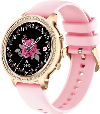 Time Up New Arrival Classy Jewell Design Wireless Charging BT Calling Health & Fitness Smartwatch(Pink Strap, Free Size)