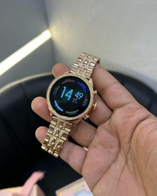 SUSTAINIX Trendy latest Gen9 smartwatch, Golden & Pink strap ,hd display Smartwatch(Golden, Pink Strap, Free)