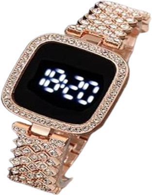 windexa Rose Gold LED Digital Watch with Rhinestone Bracelet for Stylish Girls & womens Smartwatch(GOLD Strap, WOMEN)