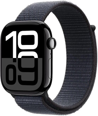 Apple Watch Series 10 GPS 46mm Jet Black Aluminium with Ink Sport Loop(Ink Strap, Free Size)