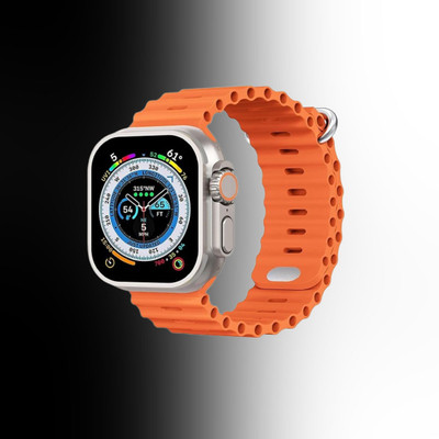 KadWaniya T800 Ultra Smart Watch With Wireless Charging Smartwatch(Orange Strap, Regular)