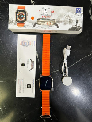 TOUCH 18 T-800 Ultra Series Biggest Display Smart Watch with Bluetooth Calling Smartwatch(Orange Strap, 49 mm 8 Unique UI Interactions, SpO2, 24/7 Heart Rate Tracking)