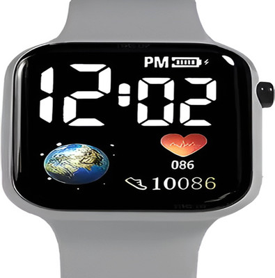 windexa LEDDisplayDigitalWatchWaterproof Square Watch -Digital Watch for Kids Pack of 2 Smartwatch(GREY Strap, KIDS)