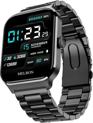 Melbon Lumina 2.01 AMOLED Display, Smart Health Monitoring, Fitness, 100+ Sports Mode Smartwatch(Black Dial & Strap Strap, For Regular Wear)