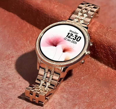 MICROBOTS gen 9 smart watch for women rose gold diamond round smartwatch Smartwatch(GOLD,PINK Strap, 42)