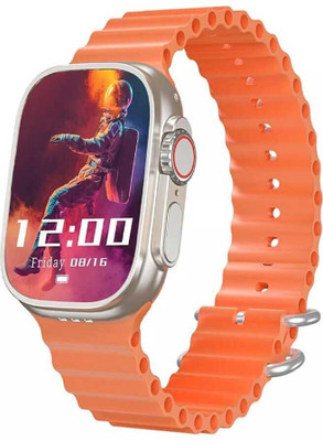 NODA T800 Ultra Smart Watch with Dual Strap Full Screen Waterproof Touch Display Smartwatch(Orange Strap, Free size)