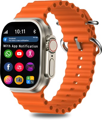 Melbon T800 Ultra Bluetooth calling, Multiple Watch Faces,Sleep Monitor, Camera. game Smartwatch(Orange Strap, Free Size)