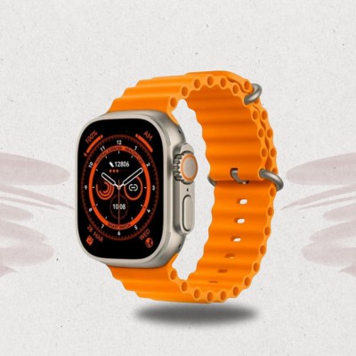 TECHMAZE T800 Ultra Smartwatch Breathwork and Meditation Guidance Smartwatch(Orange Strap, Free Size)