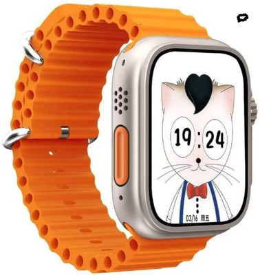 wipix Latest T800 Ultra Smartwatch With BT Calling and Answer Full Touch Fitness Smartwatch(Orange Strap, Free Size)
