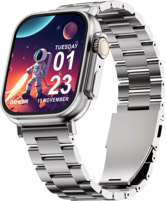 GameSir Silver T800 Ultra Smartwatch Stainless Steel, BT Calling, Fitness & Music Smartwatch(N Silver Metal Strap, Free Size)