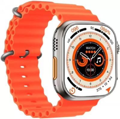 Techfly T-800 Ultra Smart Watch With Wireless Charging And Sweatproof NX14 Smartwatch(Orange Strap, Free Size)