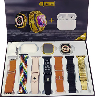 Melbon H20 Bluetooth calling, Phone Book,Music Control,Voice assis. with 1- earpods Smartwatch(Orange Alpine Strap, 2.19 Inch HD Display)