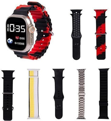 SEHUB Ultra Smart Watch 7 in 1 Combo | Watch for Men & Women | 7 Straps ,Calling Smartwatch(Black Strap, 10cm)